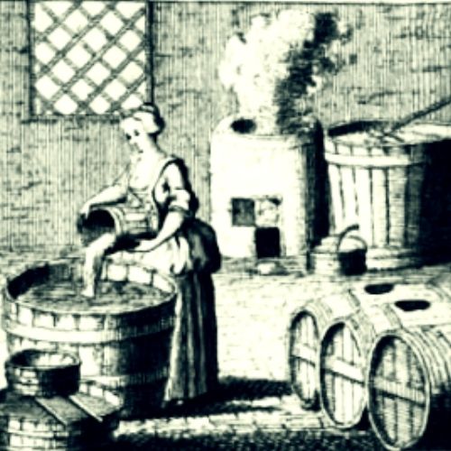 Medieval woman brewing beer